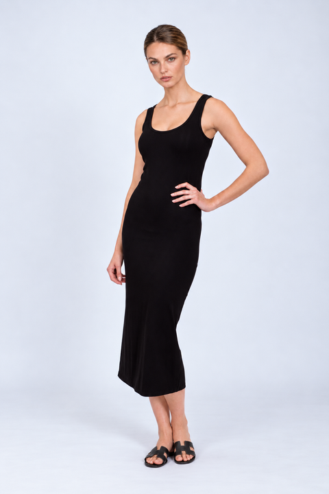 CLASSIC LONG LINE TANK DRESS - BLACK