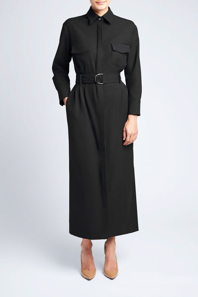 CLASSIC TAILORED SHIRT DRESS - BLACK
