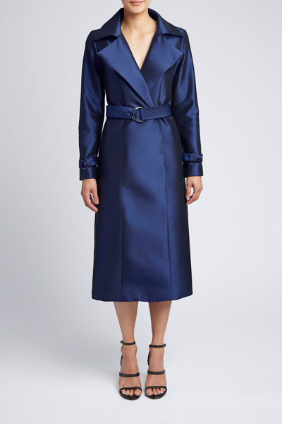 FOREVER SILK TRENCH COAT - SAPPHIRE
