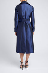 FOREVER SILK TRENCH COAT - SAPPHIRE