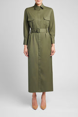 CLASSIC TAILORED SHIRT DRESS - OLIVE