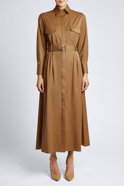 CLASSIC TAILORED SHIRT DRESS - SAFARI