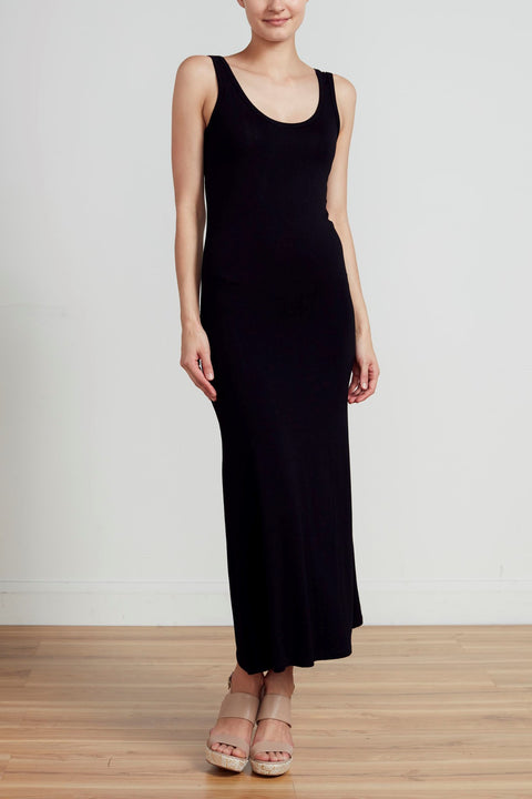 CLASSIC LONG LINE TANK DRESS - BLACK