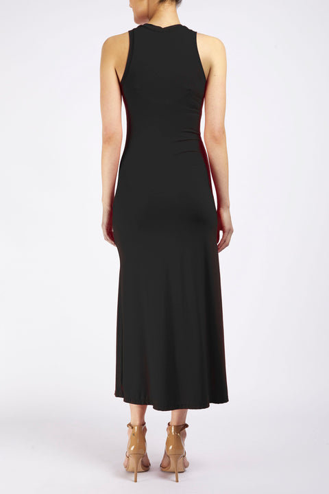 LONG LINE RACER DRESS - BLACK