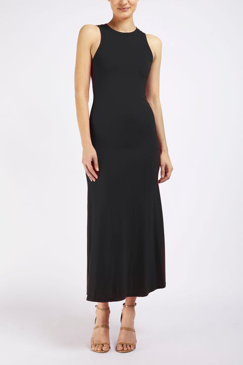 LONG LINE RACER DRESS - BLACK