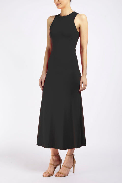 LONG LINE RACER DRESS - BLACK