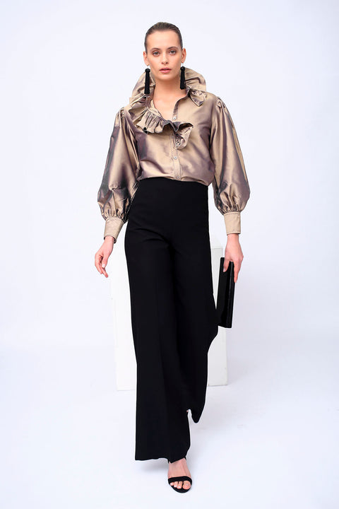 SILK DUPION RUFFLE SHIRT