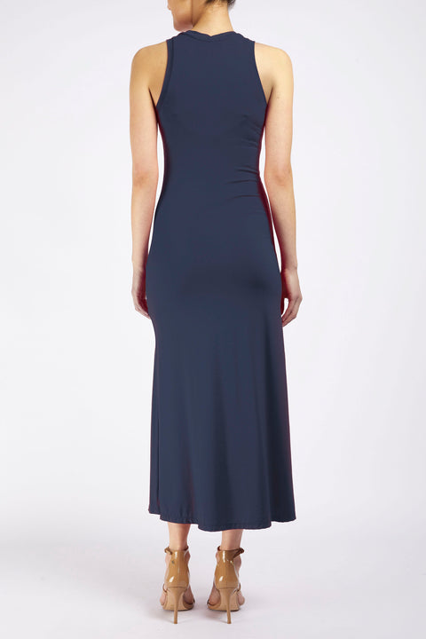 LONG LINE RACER DRESS - NAVY