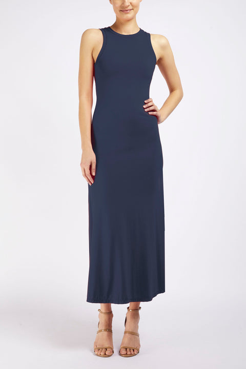 LONG LINE RACER DRESS - NAVY