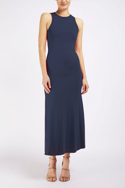 LONG LINE RACER DRESS - NAVY