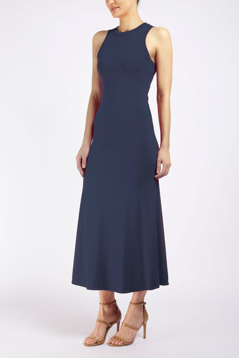 LONG LINE RACER DRESS - NAVY