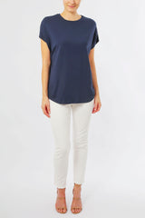 RELAXED FIT SCOOP TEE - NAVY