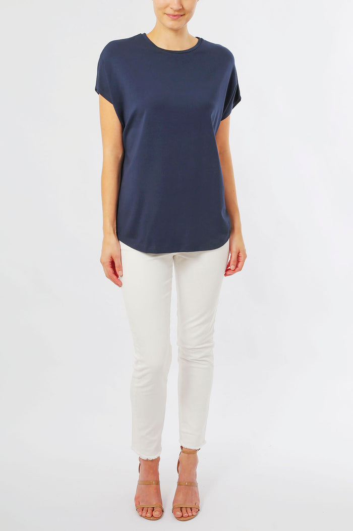 RELAXED FIT SCOOP TEE - NAVY